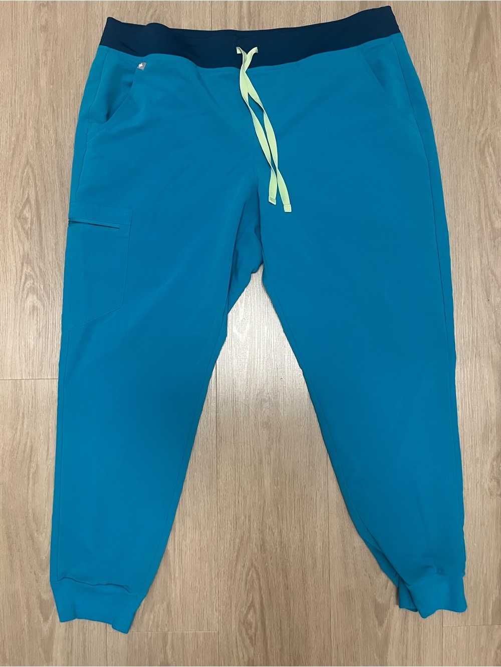 Figs Teal Zamora Jogger Pants with Navy Waistband